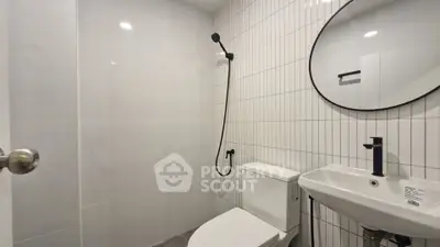 Modern bathroom with sleek fixtures and minimalist design