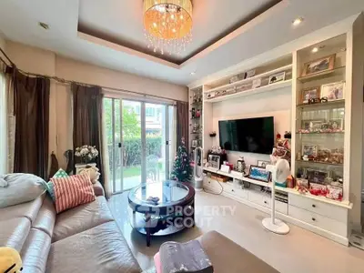 Elegant living room with modern decor and garden view