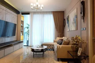 Elegant modern living room with chic decor and natural light