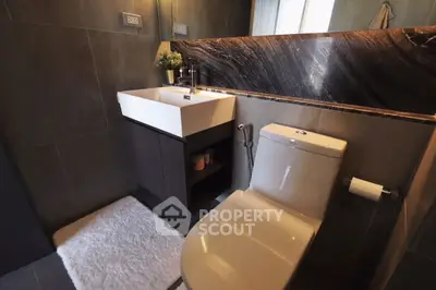 Modern bathroom with sleek fixtures and stylish design