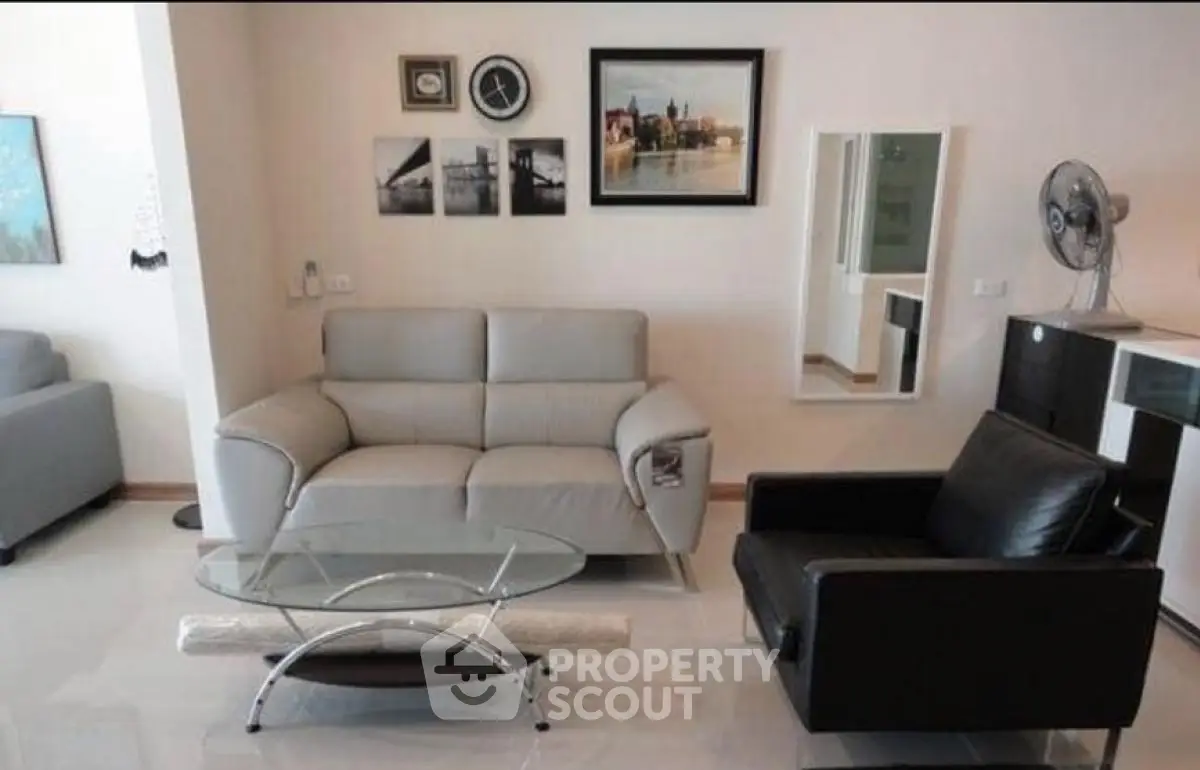 Modern living room with stylish furniture and elegant decor