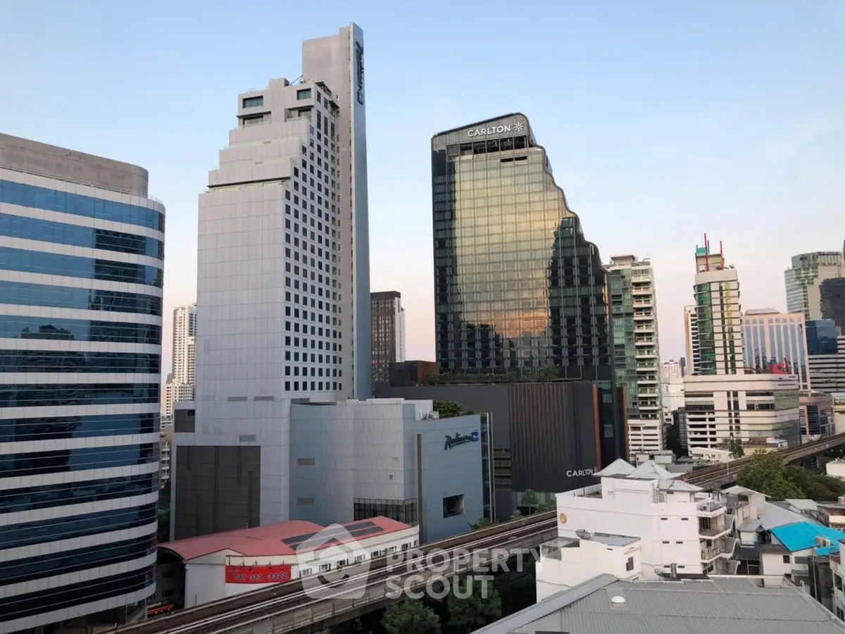 Stunning cityscape view showcasing modern high-rise buildings and urban skyline.