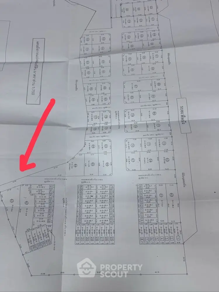 Detailed schematic plan of a real estate property layout with marked sections.