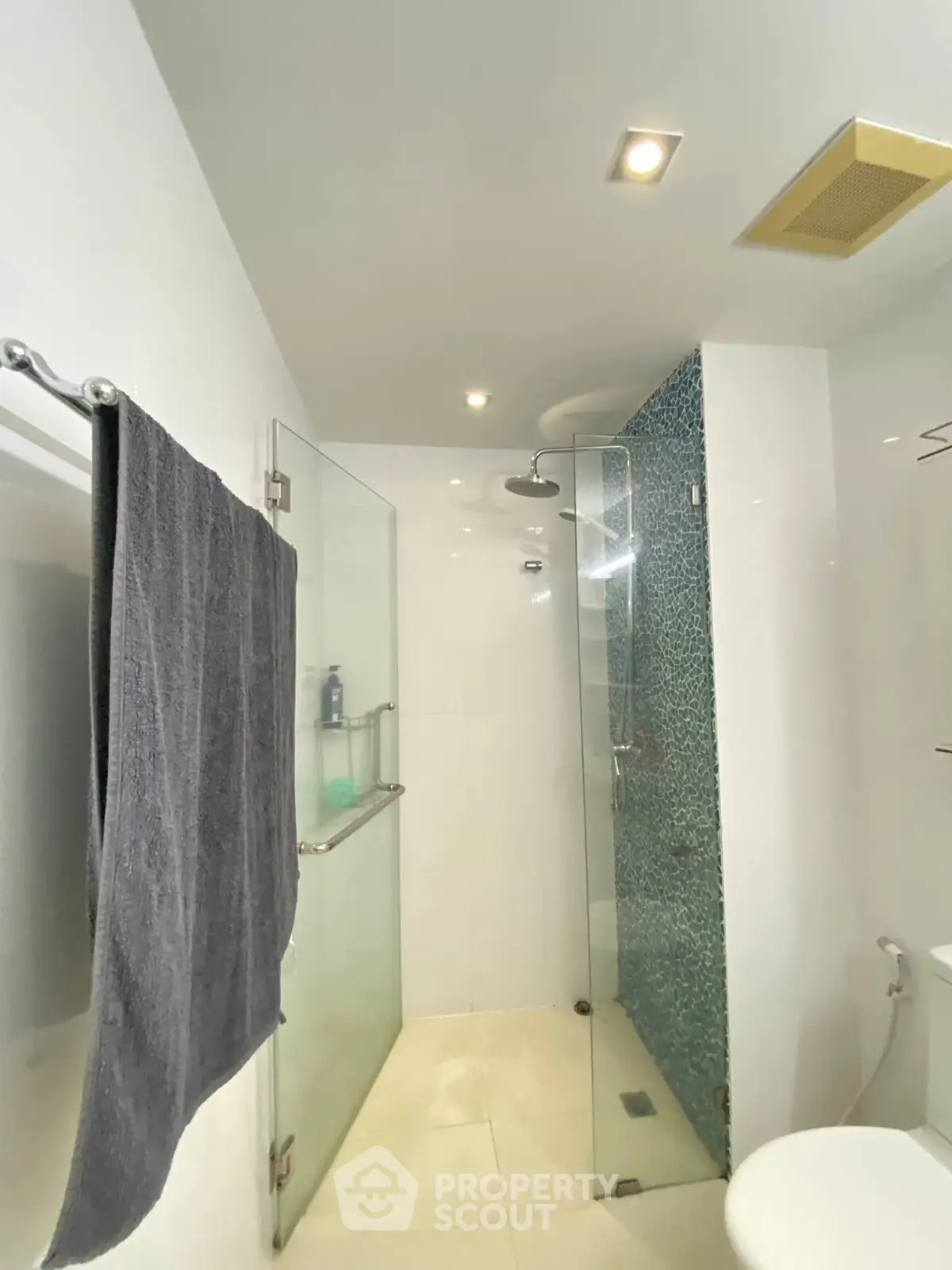 Modern bathroom with glass shower and sleek design