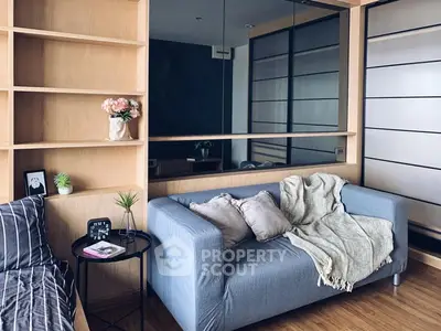 Cozy living room with modern sofa and stylish decor