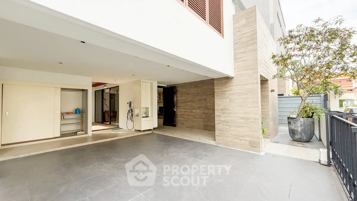 Spacious modern entrance with sleek design and ample natural light