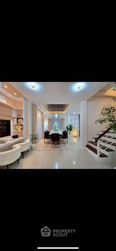 Luxurious modern living room with elegant decor and stylish furniture