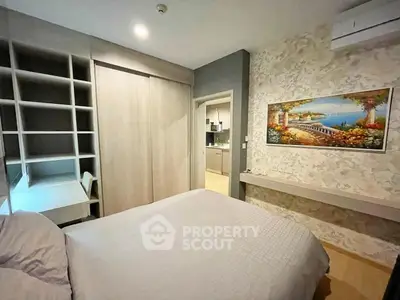 Cozy bedroom with built-in storage and elegant decor