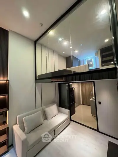 Modern loft apartment with high ceilings and stylish interior design