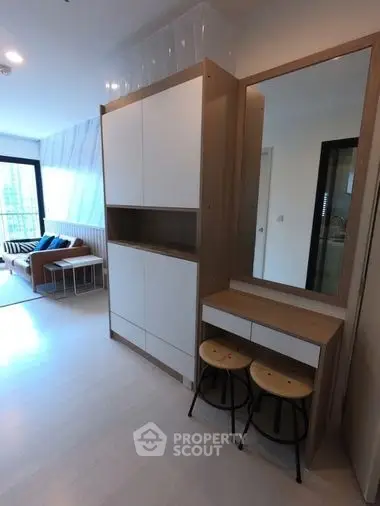 Modern apartment interior with stylish furniture and natural light