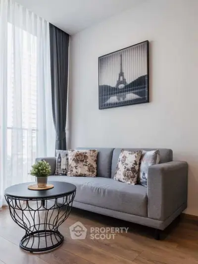 Stylish living room with modern sofa and elegant decor