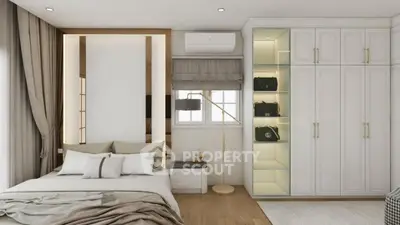 Luxurious bedroom with elegant wardrobe and modern decor