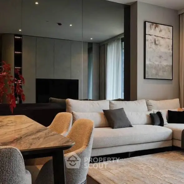 Luxurious modern living room with elegant decor and plush seating