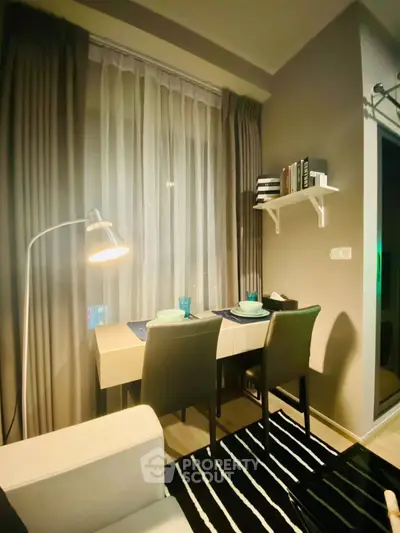 Cozy dining nook with modern decor and ambient lighting