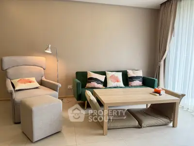 Modern living room with stylish furniture and natural light