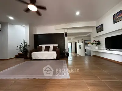 Spacious modern living room with stylish decor and open layout