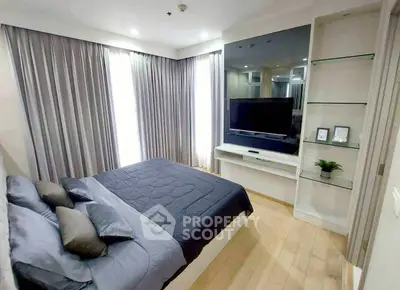 Modern bedroom with sleek design and natural light
