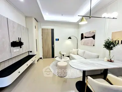 Modern living room with stylish decor and cozy seating area