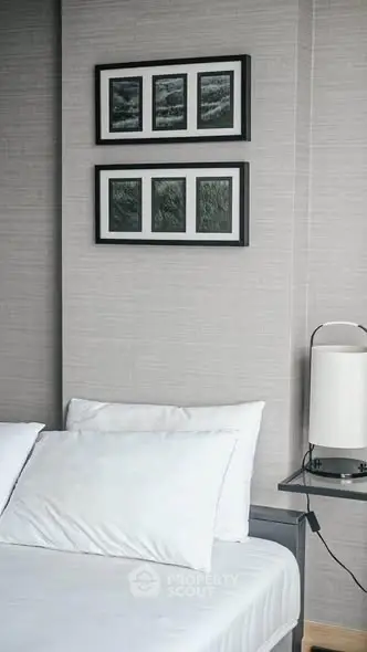 Modern bedroom with stylish decor and cozy ambiance