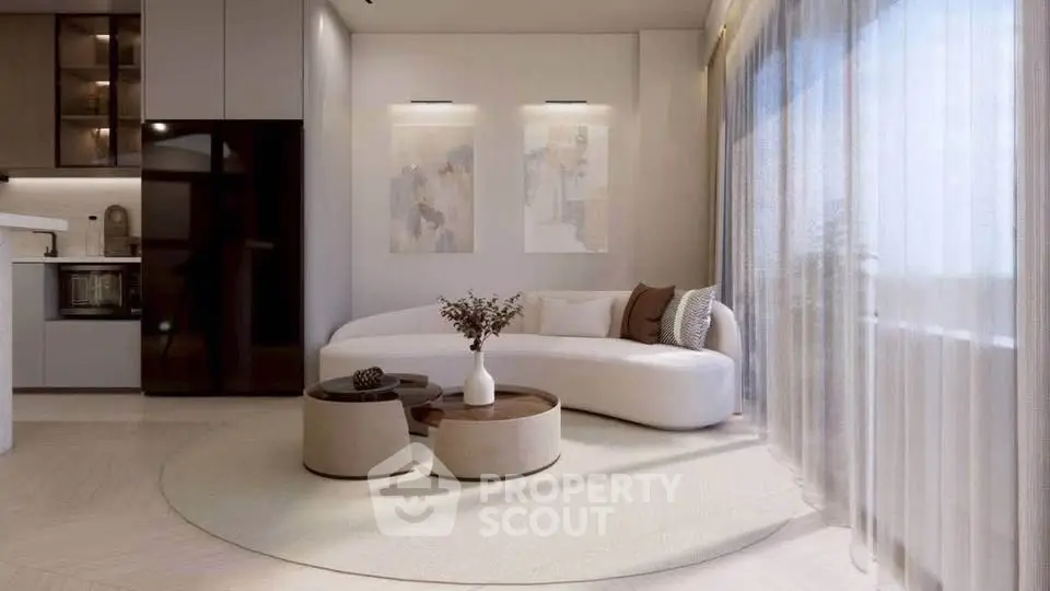 Elegant modern living room with cozy seating and natural light