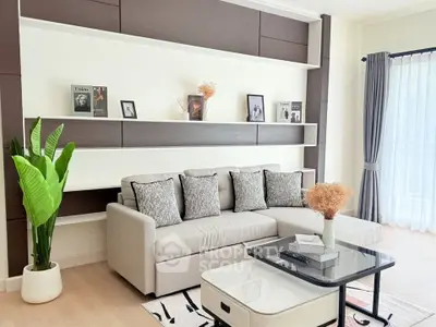 Stylish living room with modern sofa and elegant decor