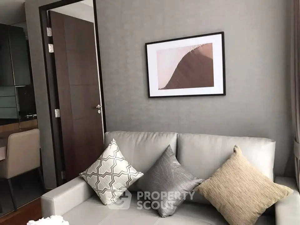 Modern living room with stylish decor and cozy seating area