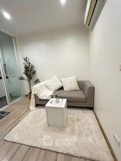 Cozy living room with modern sofa and minimalist decor