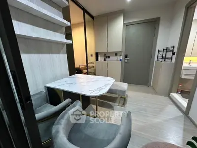 Modern compact living space with stylish furniture and sleek design