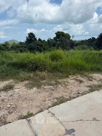 Scenic land plot with lush greenery and clear skies, ideal for development.