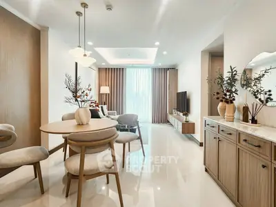 Elegant modern living room with stylish furniture and natural light