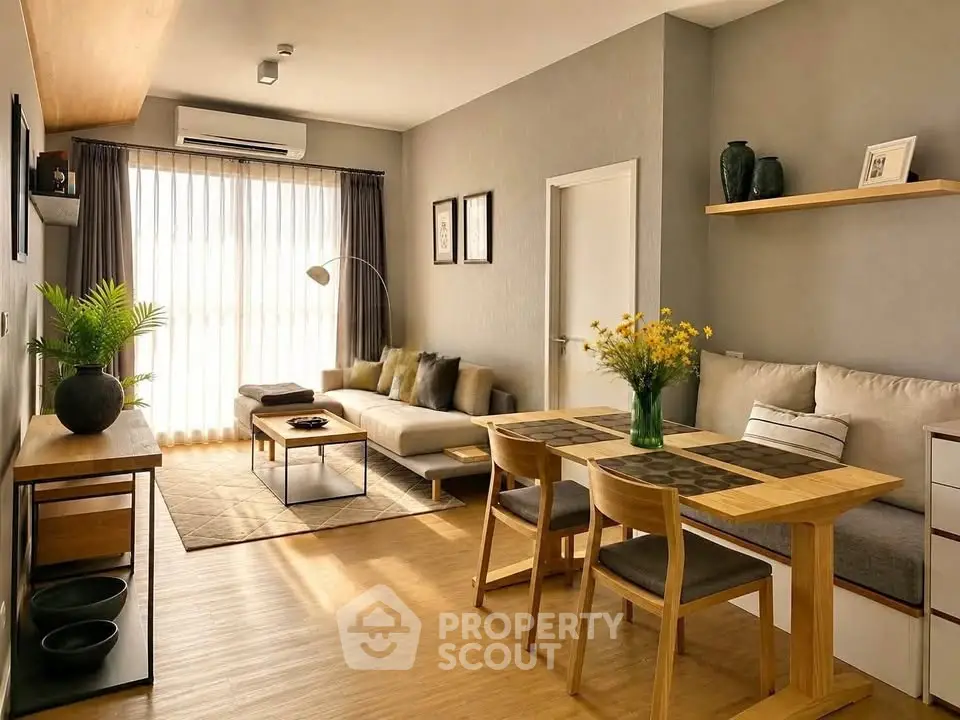 Stylish modern living room with natural light and elegant decor