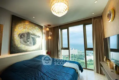 Luxurious bedroom with stunning ocean view and elegant decor