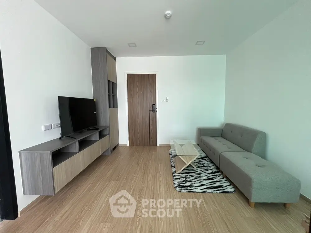 Modern living room with sleek furniture and stylish decor