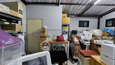 Spacious storage room filled with boxes and organized shelves, ideal for efficient inventory management.
