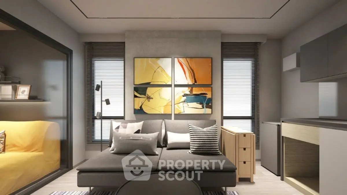 Modern living room with stylish decor and natural light