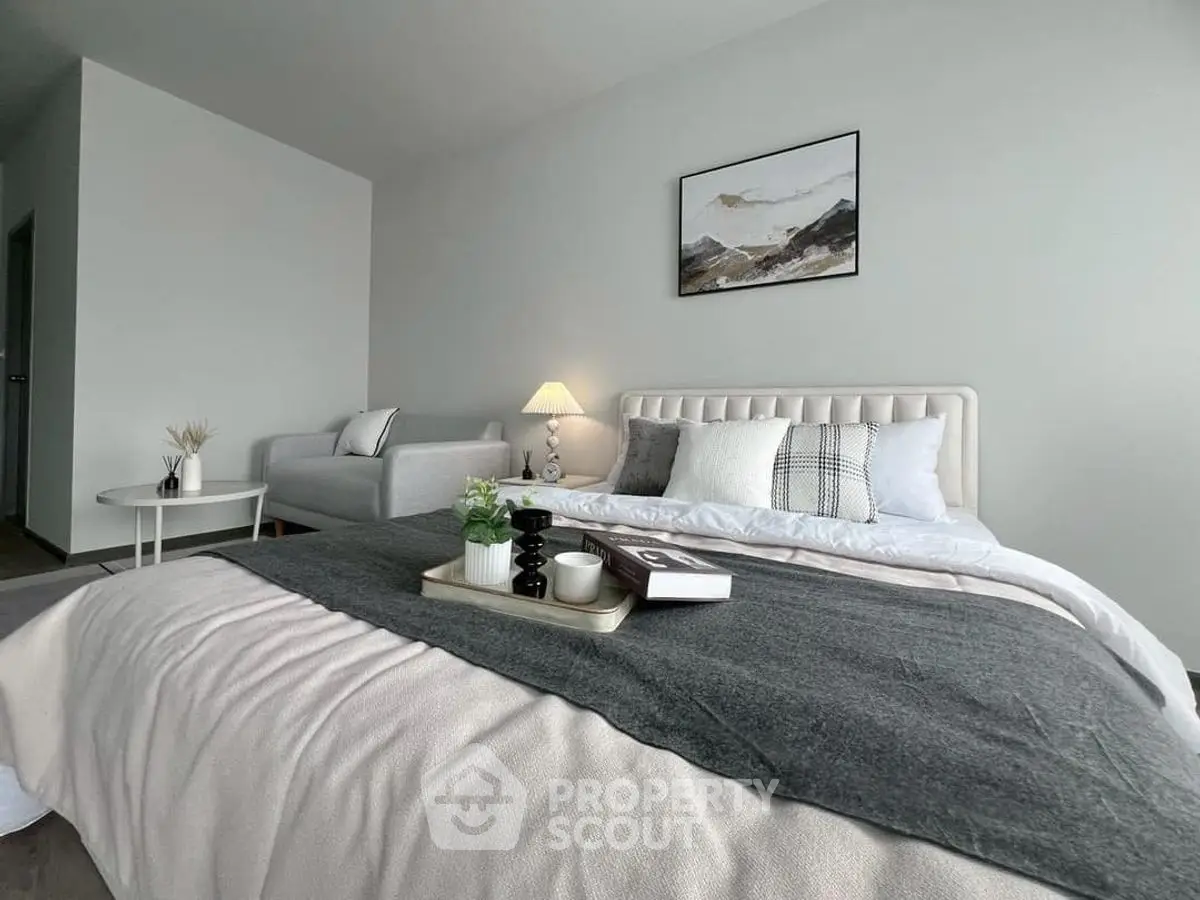 Modern bedroom with cozy bed and stylish decor