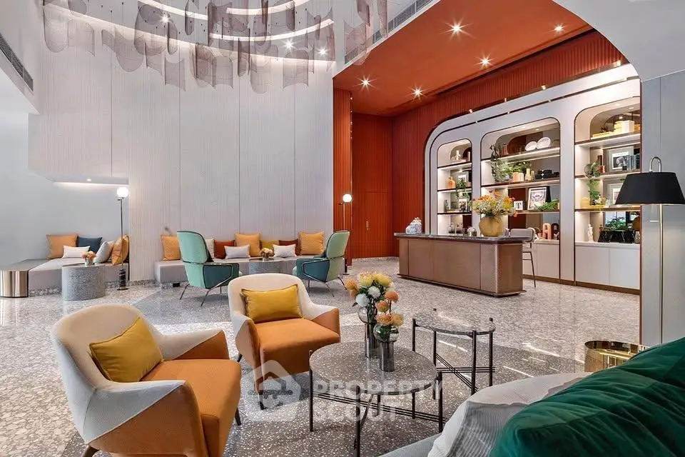 Luxurious modern living room with elegant furniture and stylish decor, perfect for sophisticated gatherings.