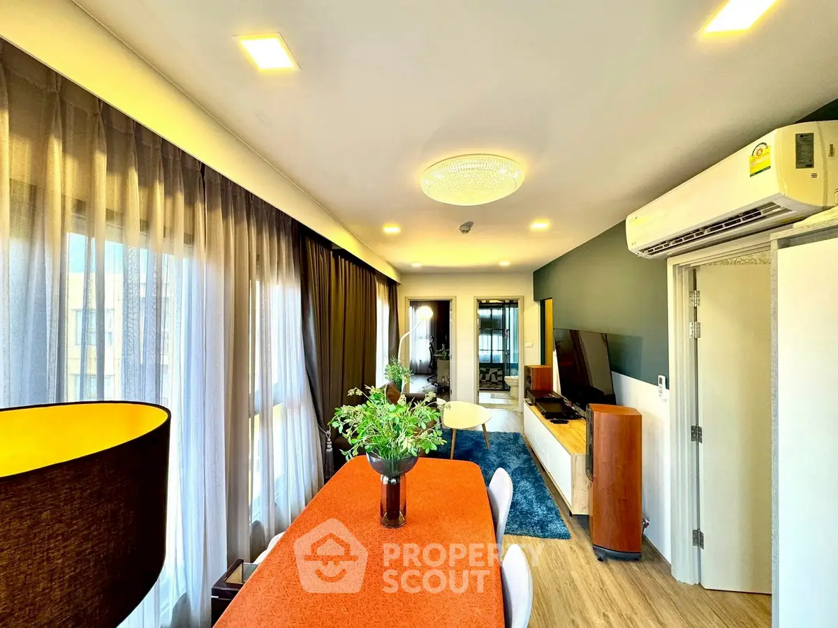 Modern living room with stylish decor and natural light