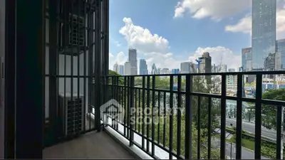 Stunning city view from a modern balcony with sleek railing design, perfect for urban living.