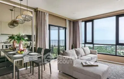 Luxurious living room with stunning ocean view and elegant decor