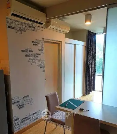 Modern apartment interior with air conditioning and stylish decor