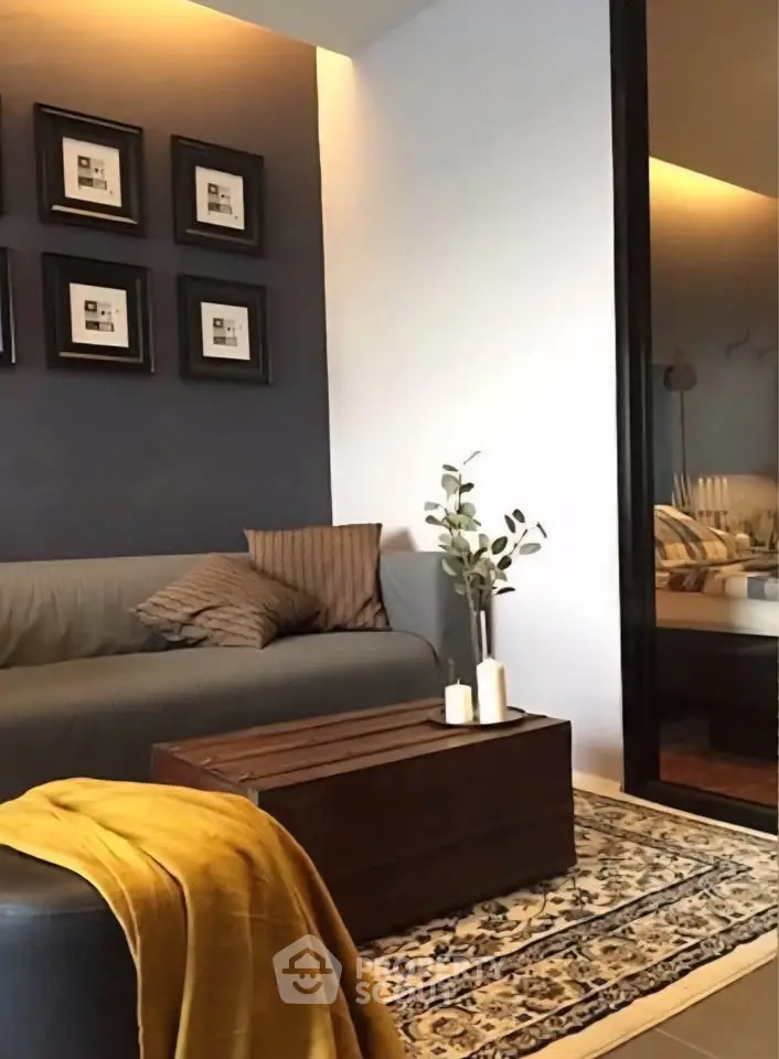 Stylish modern living room with cozy sofa and elegant decor