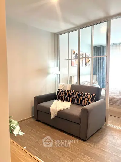 Modern living room with stylish sofa and elegant decor
