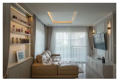 Luxurious living room with elegant leather sofa and modern decor