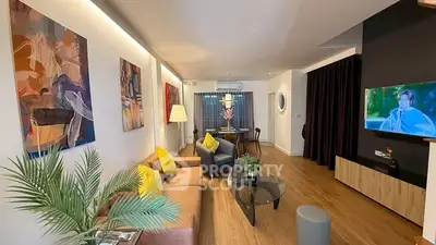 Stylish modern living room with cozy seating and vibrant decor