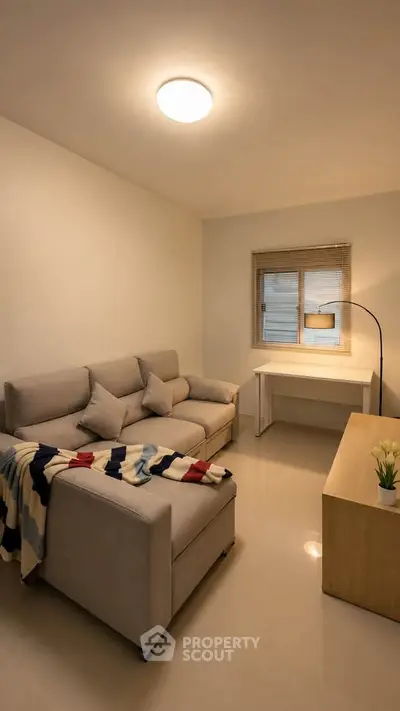 Cozy living room with modern sofa and stylish decor