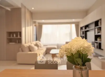 Elegant living room with modern decor and natural light