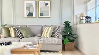 Stylish living room with modern decor and cozy seating area