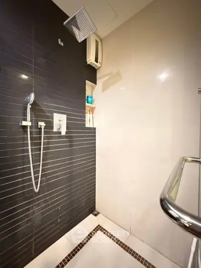 Modern bathroom with sleek shower design and contemporary fixtures