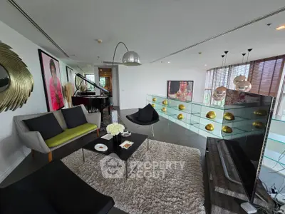 Luxurious living room with modern decor and grand piano, perfect for entertaining.